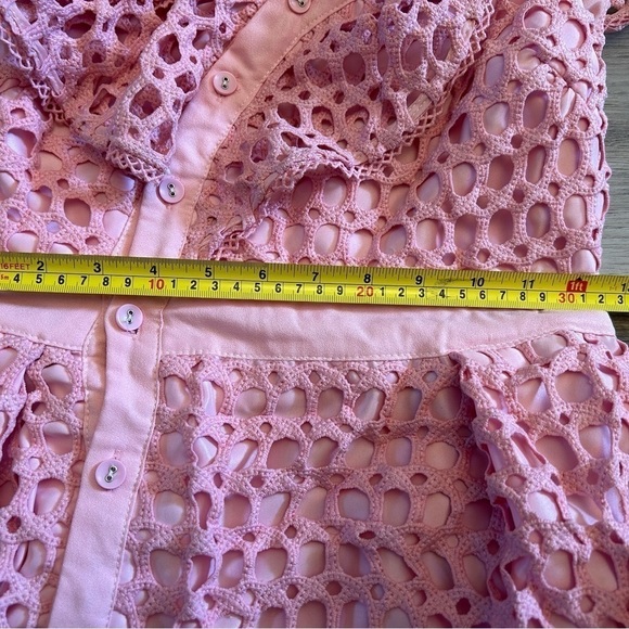 Gorgeous pink crochet lace designer one shoulder mini dress. Very high quality - Picture 7 of 16